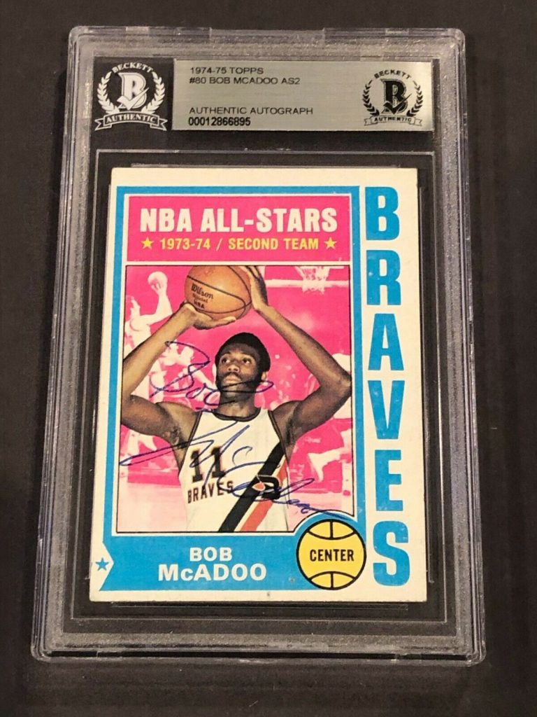 BOB MCADOO AS2 SIGNED 1974-75 TOPPS CARD #80 BECKETT AUTHENTICATED (BAS) COLLECTIBLE MEMORABILIA