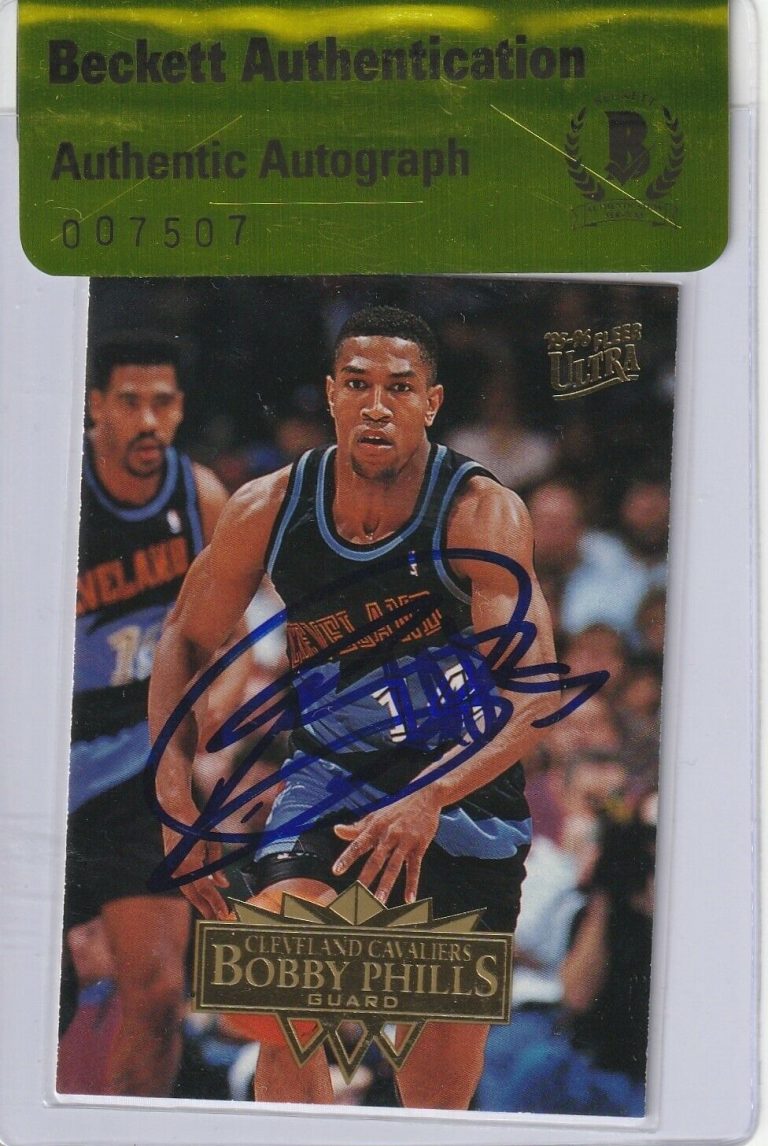 BOBBY PHILLS SIGNED 1995-96 FLEER ULTRA CARD #33 W/ BECKETT SEAL OF AUTHENTICITY COLLECTIBLE MEMORABILIA