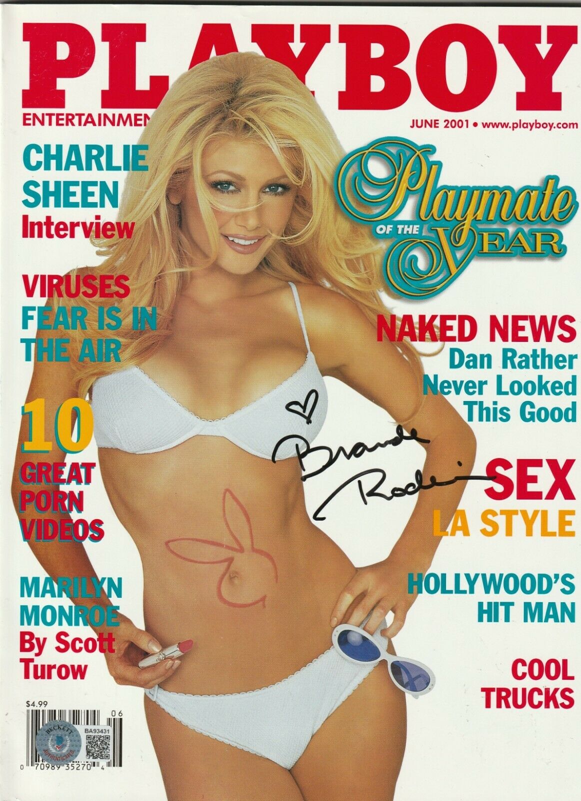 Brande Roderick Signed June Playboy Magazine W Beckett Coa No Label Autographia