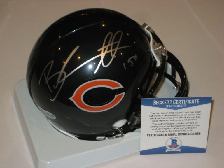 BRANDON MARSHALL SIGNED CHICAGO BEARS MINI-HELMET W/ BECKETT COA COLLECTIBLE MEMORABILIA