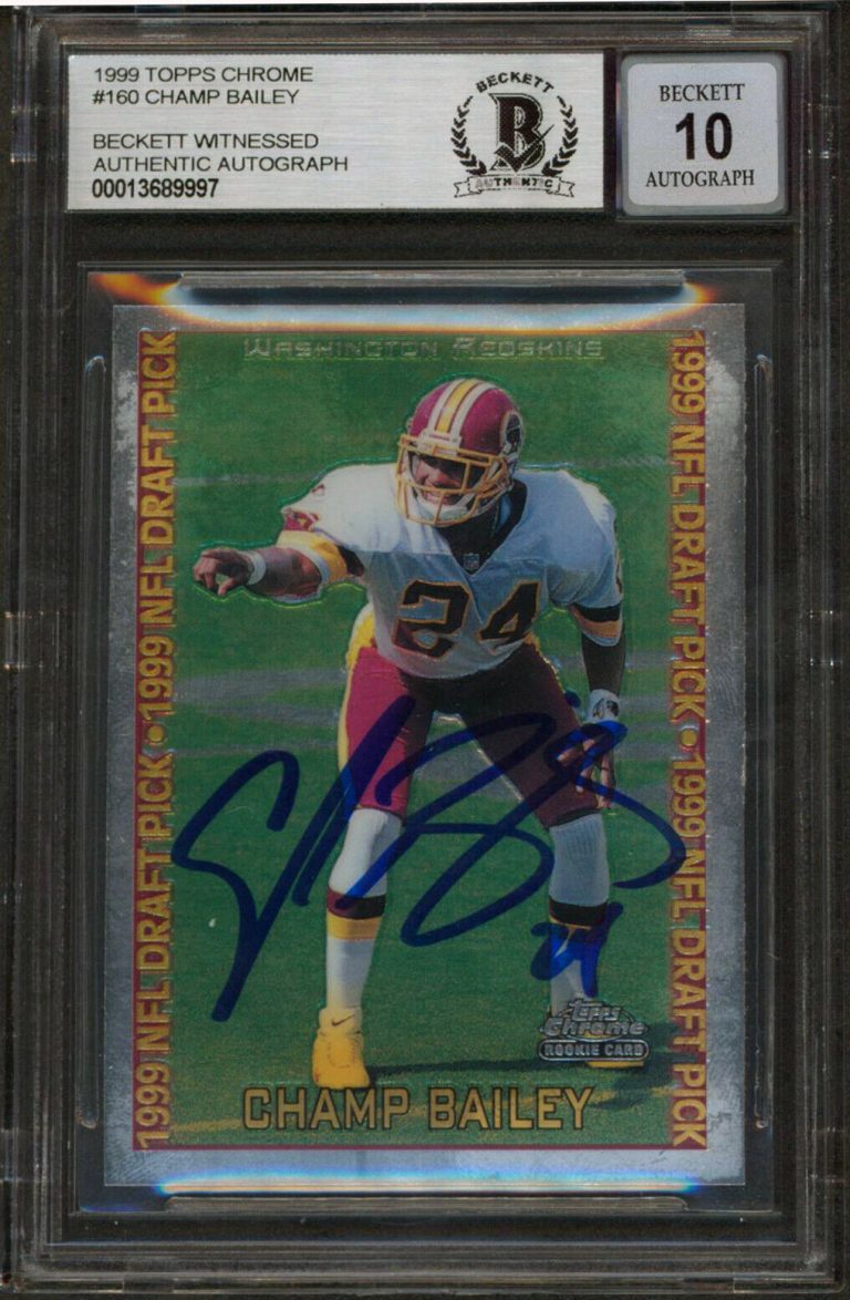 Broncos Champ Bailey Signed 1999 Topps Chrome #160 Rookie Card Auto 10 ...