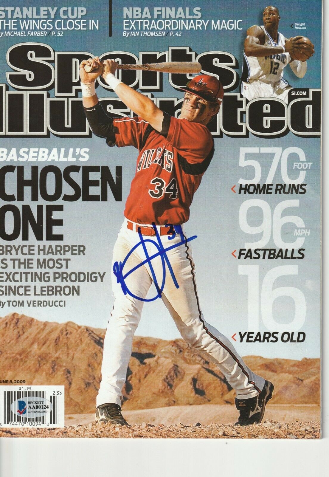 BRYCE HARPER Signed 6/8/09 SPORTS ILLUSTRATED w/ Beckett LOA NO LABEL ...