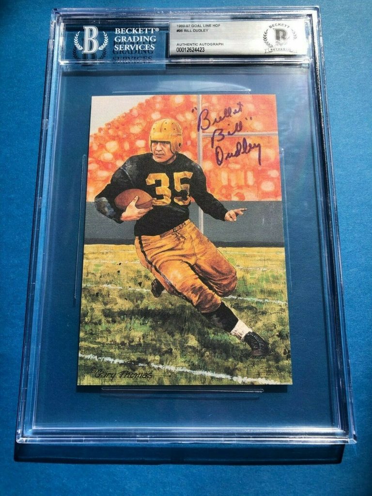 BULLET BILL DUDLEY SIGNED GOAL LINE ART CARD #98 BECKETT BAS COLLECTIBLE MEMORABILIA