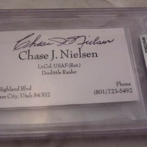 Chase Nielsen Doolittle Raiders Signed Business Card BAS Certified Slabbed