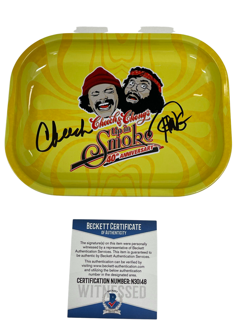 CHEECH AND CHONG SIGNED SMALL ROLLING TRAY AUTOGRAPH BECKETT PROOF COA 11