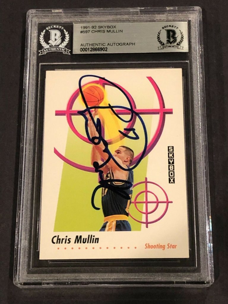 CHRIS MULLIN SIGNED 1991-92 SKYBOX CARD #597 BECKETT AUTHENTICATED (BAS) COLLECTIBLE MEMORABILIA