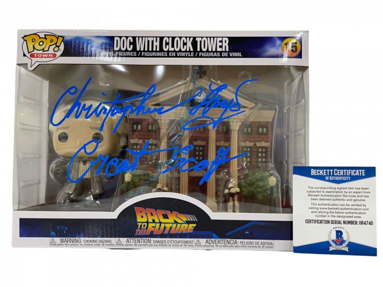 CHRISTOPHER LLOYD SIGNED BACK TO THE FUTURE TOWN CLOCK TOWER FUNKO BECKETT 12 COLLECTIBLE MEMORABILIA