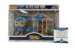 CHRISTOPHER LLOYD SIGNED BACK TO THE FUTURE TOWN CLOCK TOWER FUNKO BECKETT 13 COLLECTIBLE MEMORABILIA