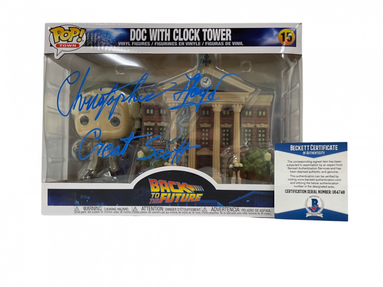 CHRISTOPHER LLOYD SIGNED BACK TO THE FUTURE TOWN CLOCK TOWER FUNKO BECKETT 13 COLLECTIBLE MEMORABILIA