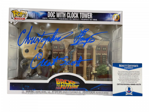 CHRISTOPHER LLOYD SIGNED BACK TO THE FUTURE TOWN CLOCK TOWER FUNKO BECKETT 16 COLLECTIBLE MEMORABILIA
