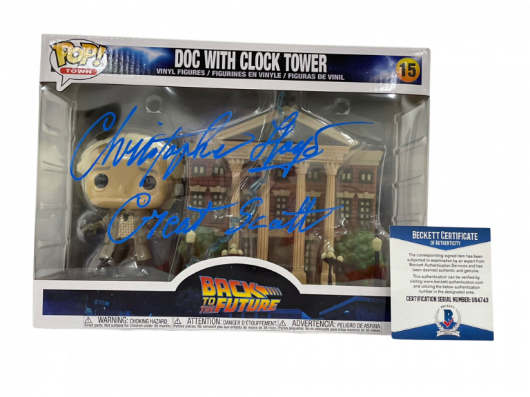 CHRISTOPHER LLOYD SIGNED BACK TO THE FUTURE TOWN CLOCK TOWER FUNKO BECKETT 17 COLLECTIBLE MEMORABILIA