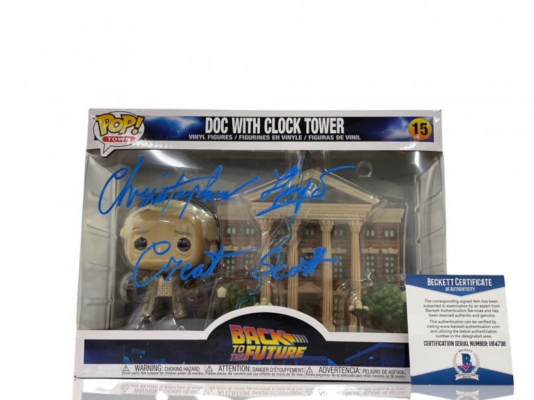 CHRISTOPHER LLOYD SIGNED BACK TO THE FUTURE TOWN CLOCK TOWER FUNKO BECKETT 19 COLLECTIBLE MEMORABILIA