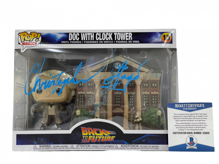 CHRISTOPHER LLOYD SIGNED BACK TO THE FUTURE TOWN CLOCK TOWER FUNKO BECKETT 29 COLLECTIBLE MEMORABILIA