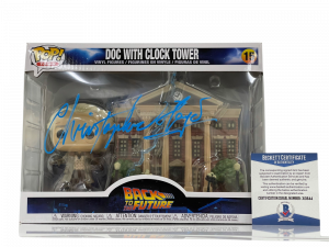 CHRISTOPHER LLOYD SIGNED BACK TO THE FUTURE TOWN CLOCK TOWER FUNKO BECKETT 32 COLLECTIBLE MEMORABILIA