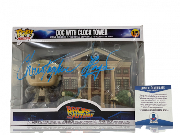 CHRISTOPHER LLOYD SIGNED BACK TO THE FUTURE TOWN CLOCK TOWER FUNKO BECKETT 35 COLLECTIBLE MEMORABILIA