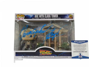 CHRISTOPHER LLOYD SIGNED BACK TO THE FUTURE TOWN CLOCK TOWER FUNKO BECKETT 38 COLLECTIBLE MEMORABILIA