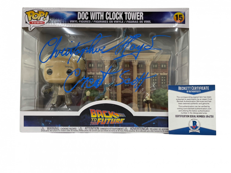 CHRISTOPHER LLOYD SIGNED BACK TO THE FUTURE TOWN CLOCK TOWER FUNKO BECKETT 7 COLLECTIBLE MEMORABILIA