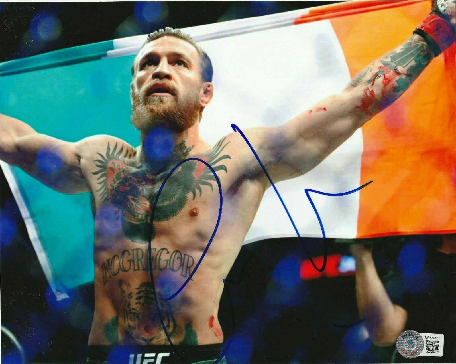 CONOR McGREGOR Signed Irish Flag 8x10 PHOTO with Beckett COA (BAS ...