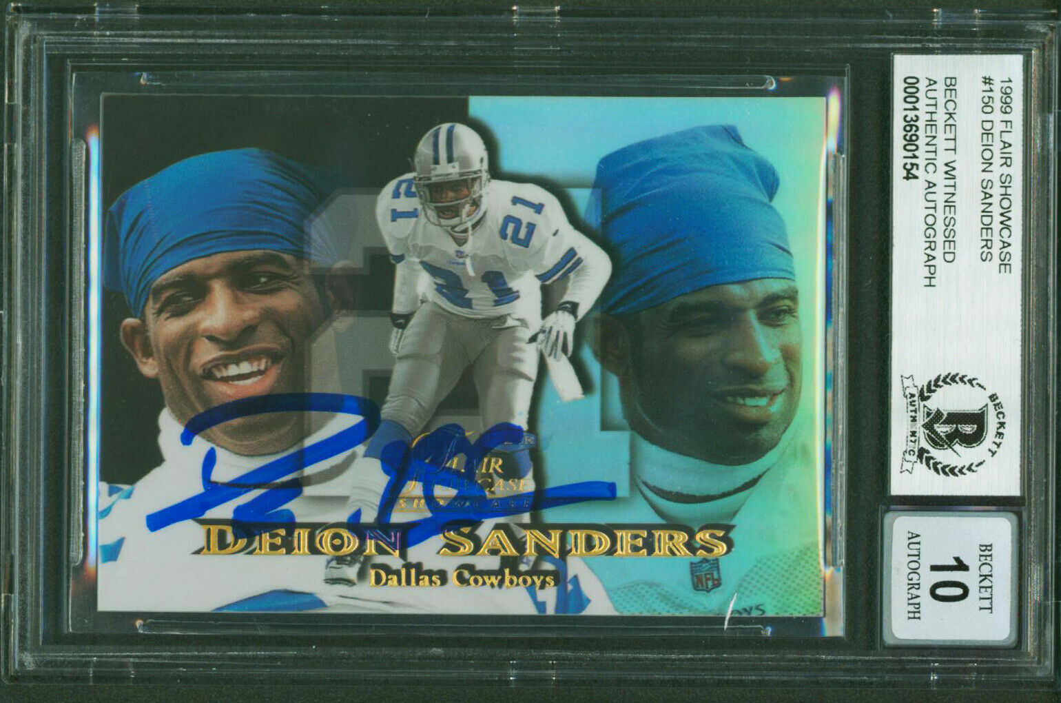 Deion Sanders Autographed & Framed White Dallas Jersey Auto Beckett COA