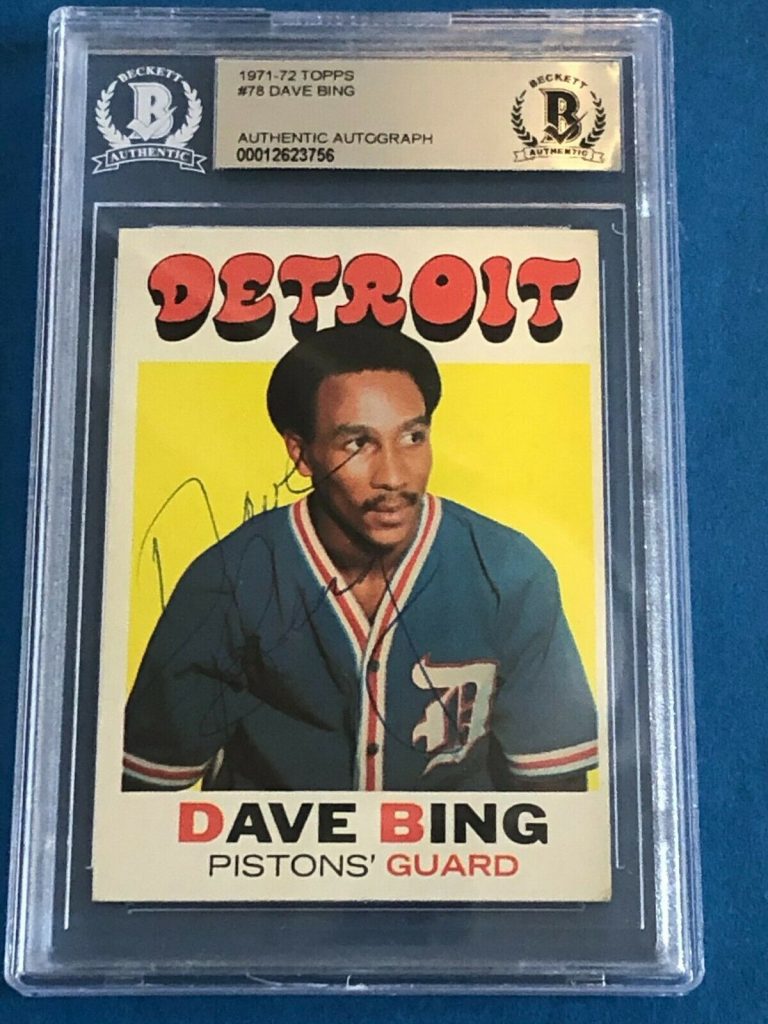 DAVE BING SIGNED 1971-72 TOPPS CARD #75 BECKETT AUTHENTICATED BAS COLLECTIBLE MEMORABILIA
