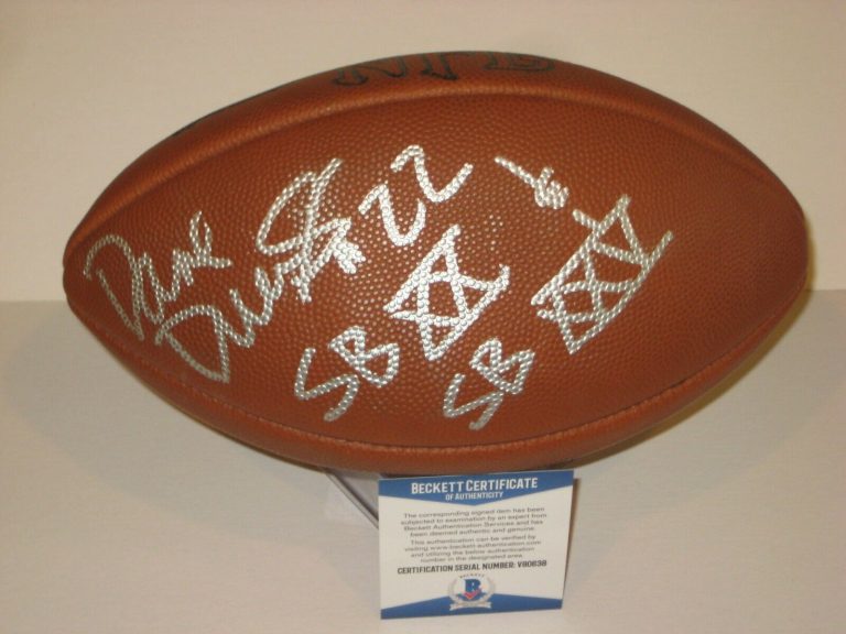 DAVE DUERSON (CHICAGO BEARS) SIGNED WILSON FOOTBALL W/ BECKETT COA & SB INSCRIPS COLLECTIBLE MEMORABILIA