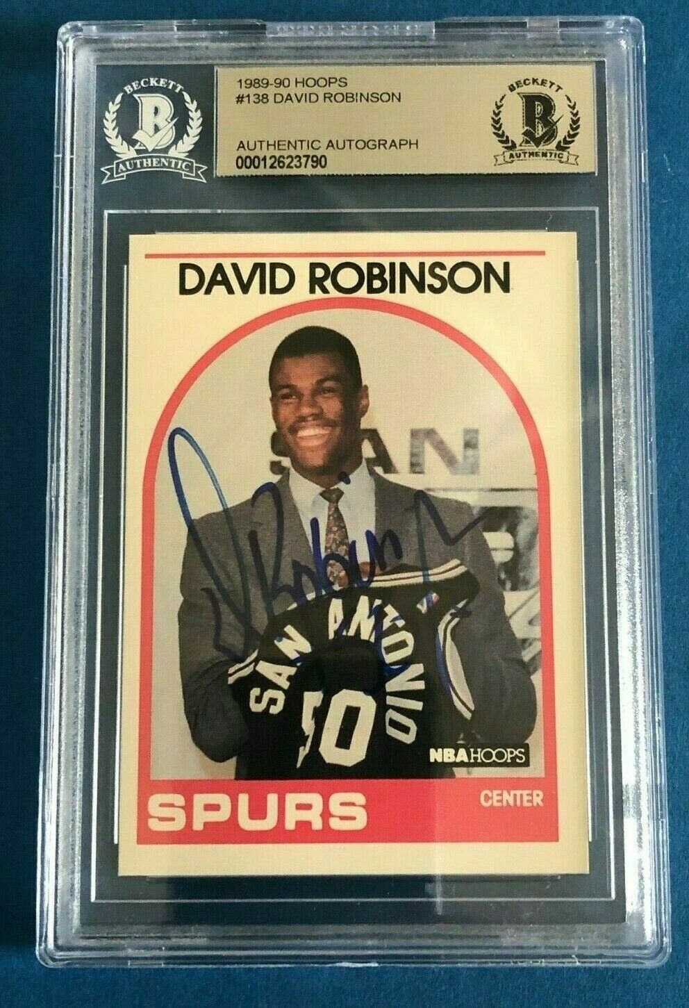 DAVID ROBINSON Signed 1989-90 HOOPS ROOKIE Card #138 Beckett RC ...