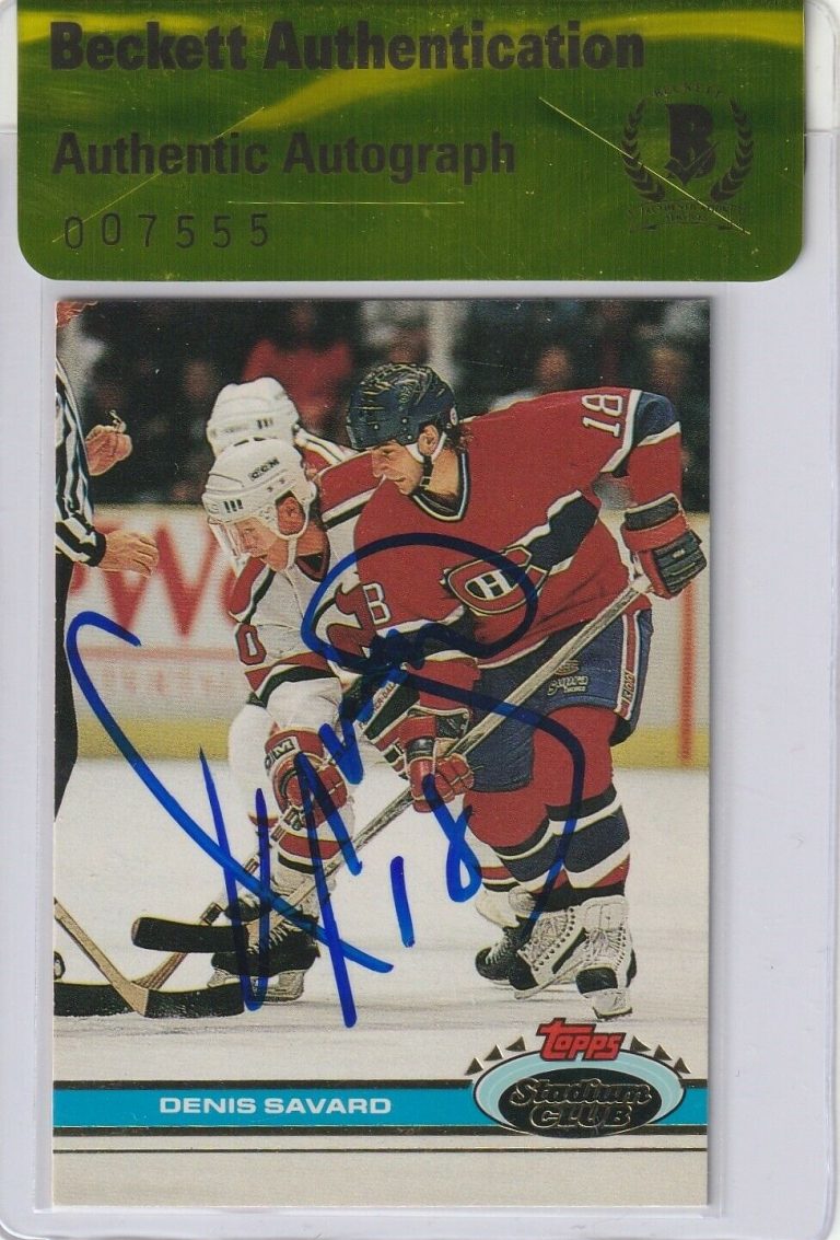 DENIS SAVARD SIGNED 1991-92 TOPPS CARD #213 W/ BECKETT AUTHENTICITY SEAL COLLECTIBLE MEMORABILIA