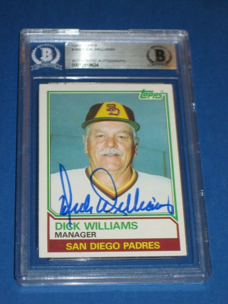 DICK WILLIAMS (PADRES) SIGNED 1983 TOPPS CARD #366 BECKETT AUTHENTICATED COLLECTIBLE MEMORABILIA