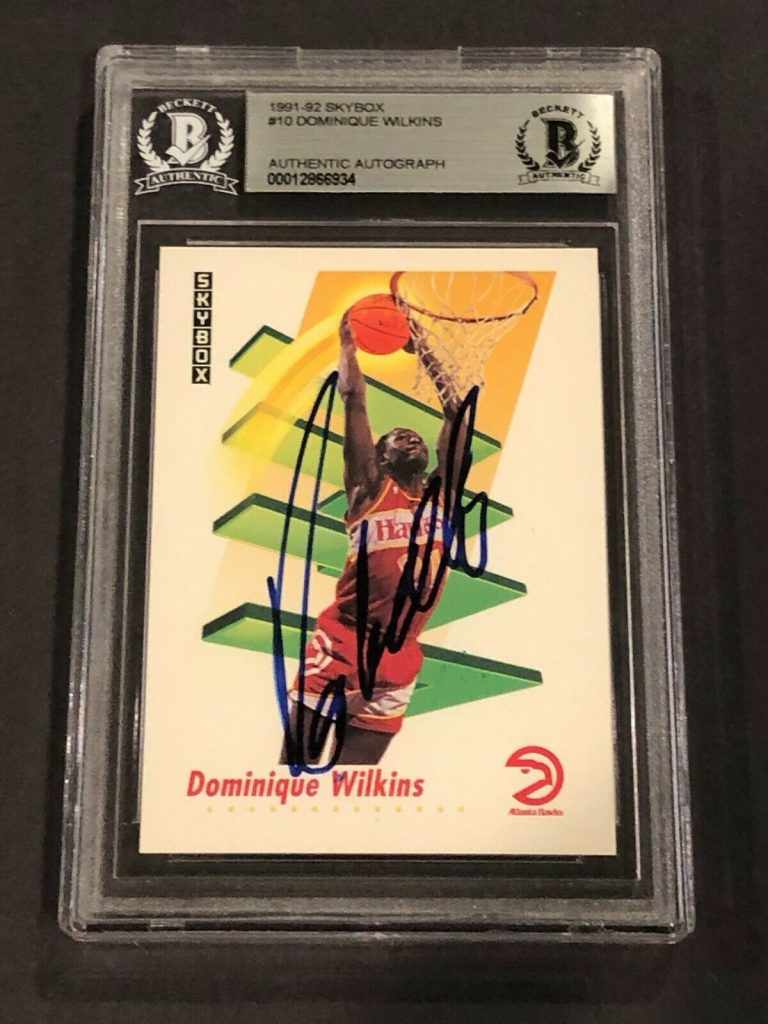 DOMINIQUE WILKINS Signed 1991-92 SKYBOX Card #10 Beckett Authenticated ...