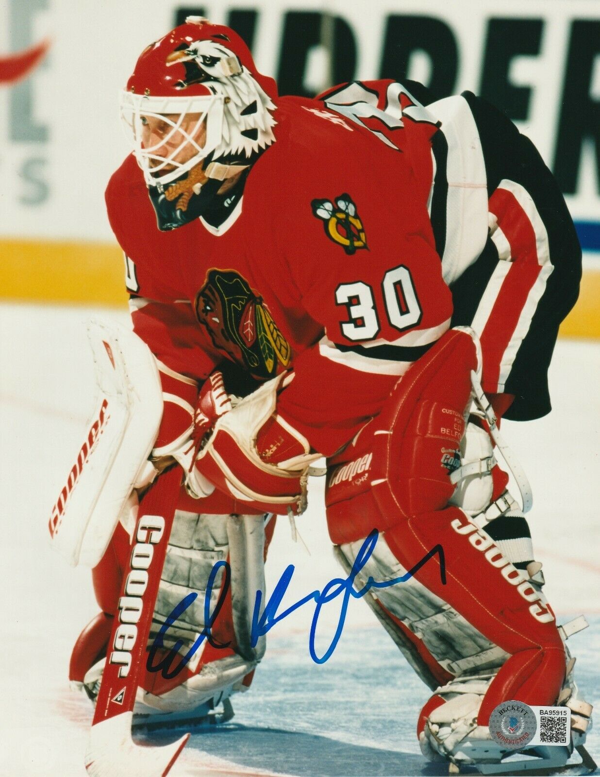 ED BELFOUR Signed Chicago BLACKHAWKS 8x10 PHOTO with Beckett COA (BAS ...