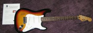 ERIC CLAPTON SIGNED SQUIER STRATOCASTER BY FENDER GUITAR W/ BECKETT LOA COLLECTIBLE MEMORABILIA