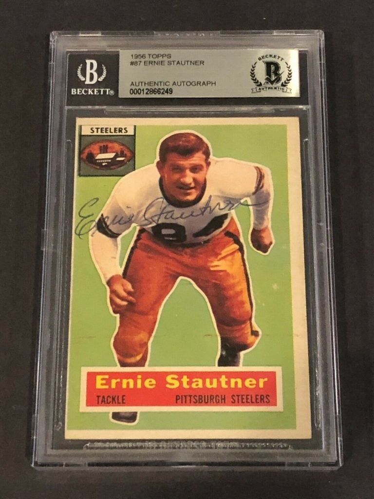 ERNIE STAUTNER SIGNED 1956 TOPPS CARD #87 BECKETT AUTHENTICATED (BAS) COLLECTIBLE MEMORABILIA