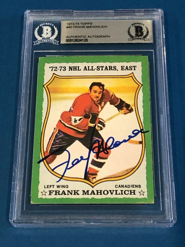 FRANK MAHOVLICH SIGNED 1973-74 TOPPS CARD #40 BECKETT AUTHENTICATED BAS COLLECTIBLE MEMORABILIA