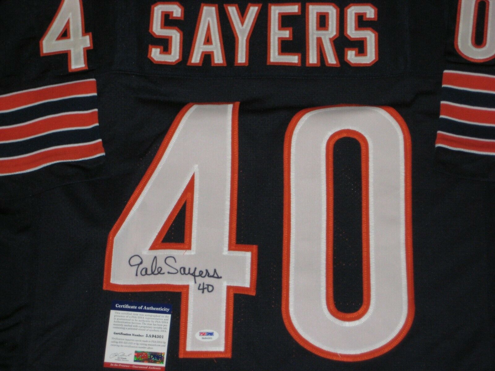 GALE SAYERS Signed BLUE Chicago BEARS Custom Jersey w/ PSA ITP COA