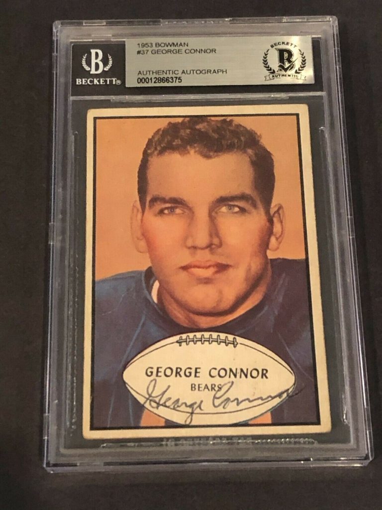 GEORGE CONNOR SIGNED 1953 BOWMAN CARD #37 BECKETT AUTHENTICATED (BAS) COLLECTIBLE MEMORABILIA