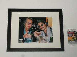 GEORGE JUNG SIGNED FRAMED 8X10 PHOTO BOSTON GEORGE BLOW W/JOHNNY DEPP JSA COA COLLECTIBLE MEMORABILIA