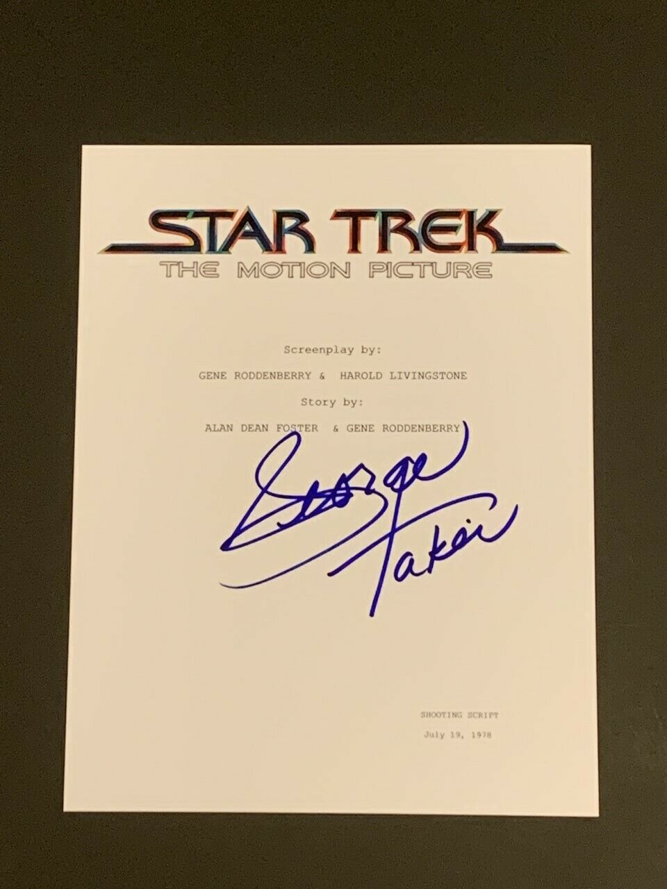 GEORGE TAKEI SIGNED STAR TREK THE MOTION PICTURE SCRIPT PROOF JSA COA ...