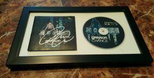 GREYSON CHANCE FRAMED AUTOGRAPHED HOLD ON TO THE NIGHT CD COVER SIGNED LADY GAGA COLLECTIBLE MEMORABILIA