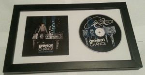 GREYSON CHANCE FRAMED AUTOGRAPHED HOLD ON TO THE NIGHT CD SIGNED LADY GAGA ELLEN COLLECTIBLE MEMORABILIA