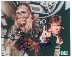 HARRISON FORD & PETER MAYHEW STAR WARS AUTHENTIC SIGNED 8×10 PHOTO BAS #AB14216 COLLECTIBLE MEMORABILIA