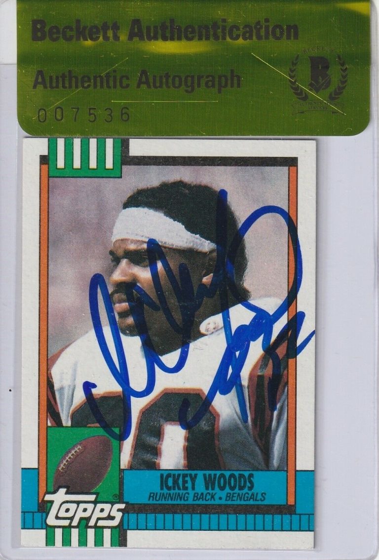 ICKEY WOODS SIGNED 1990 TOPPS CARD #277 W/ BECKETT AUTHENTICITY SEAL COLLECTIBLE MEMORABILIA
