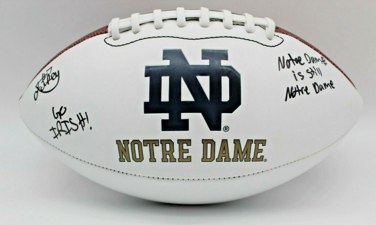 ISAIAH FOSKEY SIGNED NOTRE DAME FIGHTING IRISH LOGO FOOTBALL W/JSA COA WITNESS A COLLECTIBLE MEMORABILIA