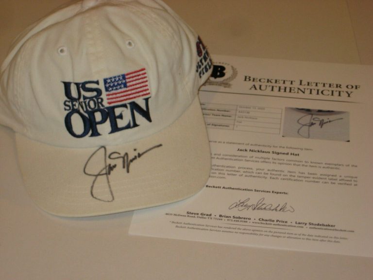 JACK NICKLAUS (PGA) SIGNED 1997 U.S. SENIOR OPEN HAT W/ BECKETT LOA COLLECTIBLE MEMORABILIA