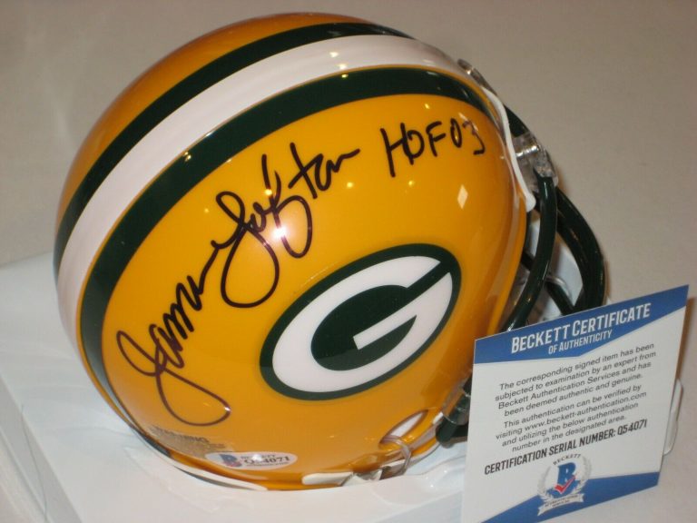 JAMES LOFTON SIGNED GREEN BAY PACKERS MINI-HELMET W/ BECKETT COA & HOF INSCRIP COLLECTIBLE MEMORABILIA