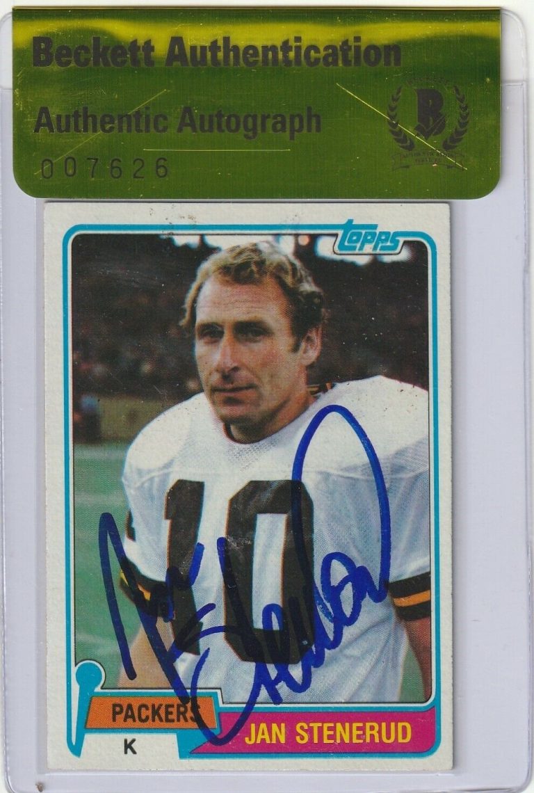 JAN STENERUD SIGNED 1981 TOPPS CARD #387 W/ BECKETT AUTHENTICITY SEAL COLLECTIBLE MEMORABILIA