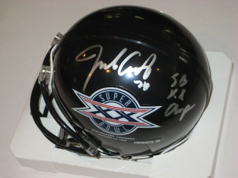 JIM COVERT (BEARS) SIGNED SUPER BOWL XX MINI-HELMET W/ INSCRIPTION & BECKET AUTH COLLECTIBLE MEMORABILIA