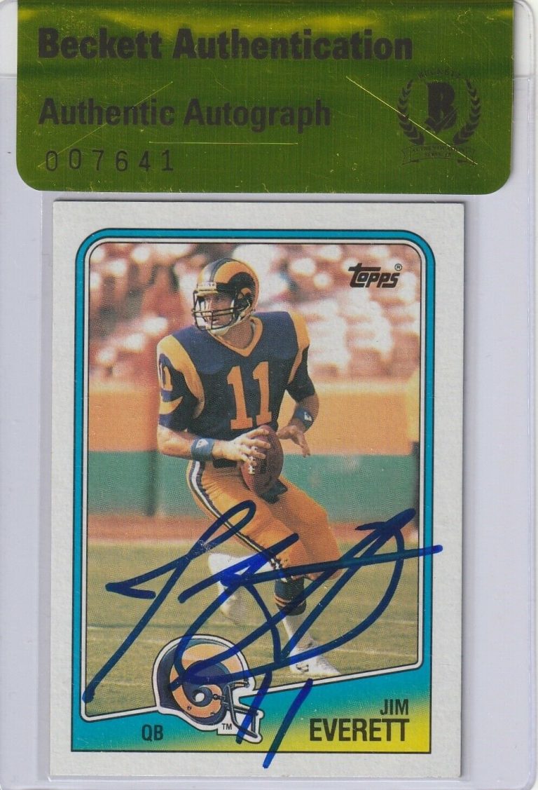 JIM EVERETT SIGNED 1988 TOPPS CARD #288 W/ BECKETT AUTHENTICITY SEAL COLLECTIBLE MEMORABILIA