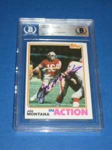 JOE MONTANA SIGNED 1982 TOPPS CARD #489 BECKETT AUTHENTICATED EARLY SIGNATURE COLLECTIBLE MEMORABILIA