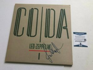 JOHN PAUL JONES SIGNED LED ZEPPELIN CODA LP ALBUM COVER W/ BECKETT BAS COA COLLECTIBLE MEMORABILIA