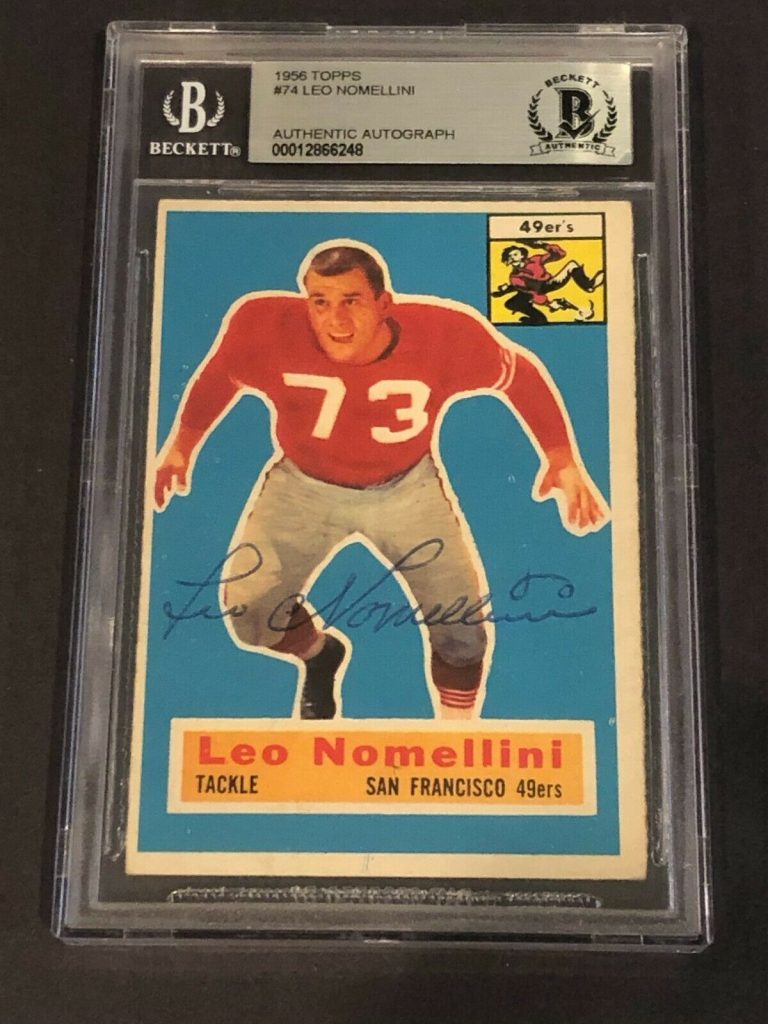 LEO NOMELLINI SIGNED 1956 TOPPS CARD #74 BECKETT AUTHENTICATED (BAS) COLLECTIBLE MEMORABILIA